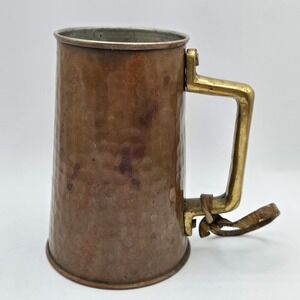 Vintage Hammered Copper & Brass Handle Mug Antique Hand Crafted